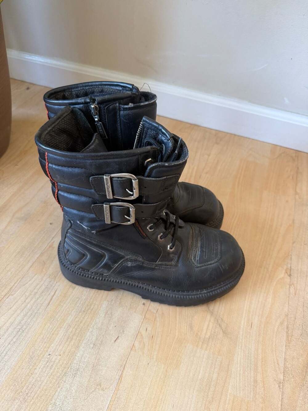 Harley-Davidson Black Leather Motorcycle Riding Boots Stock No 81408 Size 7.5